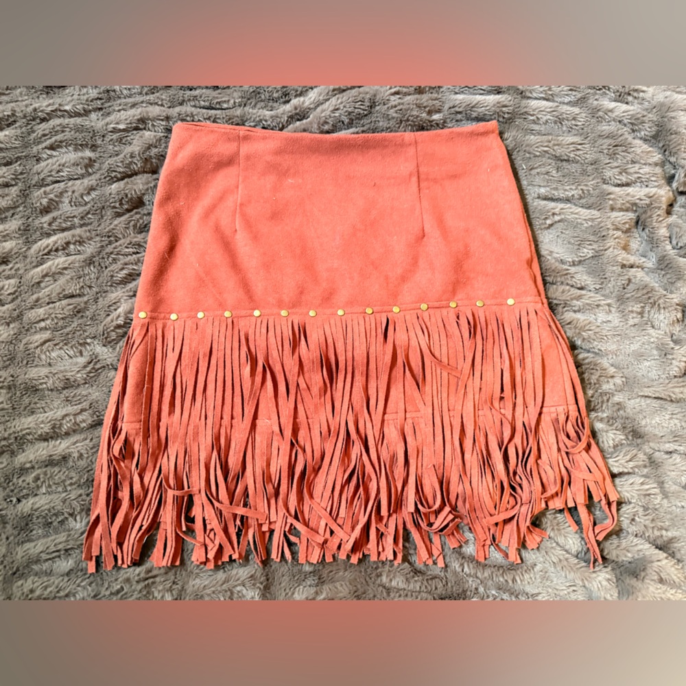 Fringed Coral Skirt